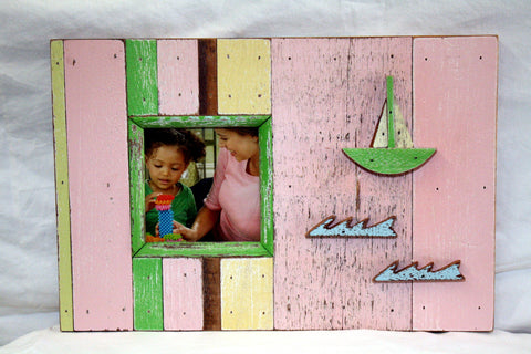 HN031 Pink // Sailboat Single Picture Frame 4x4
