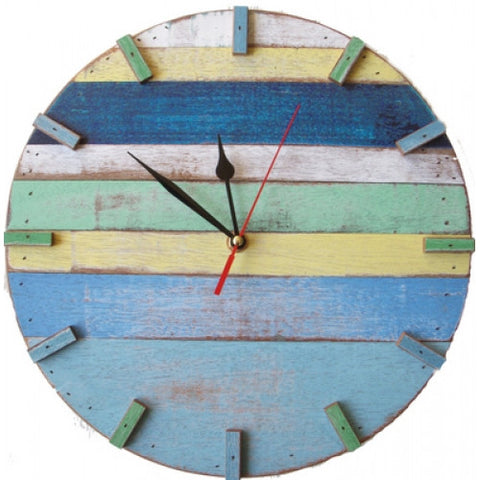 SN 347 // Sky Recycled Boat Wood Beach House Clock