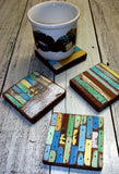 SN 253-R  // Recycled wood Round Coaster Set of 4