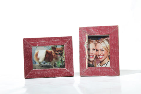Recycled Wood Red Zing 2"x3" Wallet Frame (set of 2)