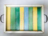 SN 182 // Large Beach wood tray with metal handles (20.5"x16.5")