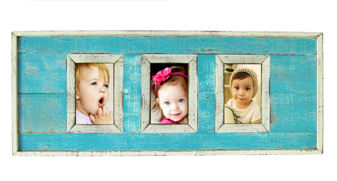 SN 299 Turquoise // Triple picture frame  4"x6"
