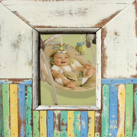 SN 044 // 50/50 White/Multicolor Picture Frame (4x6)