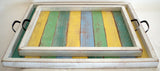 SN 182 // Large Beach wood tray with metal handles (20.5"x16.5")