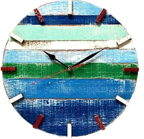 SN 347 // The Blues Recycled Boat Wood Beach House Clock